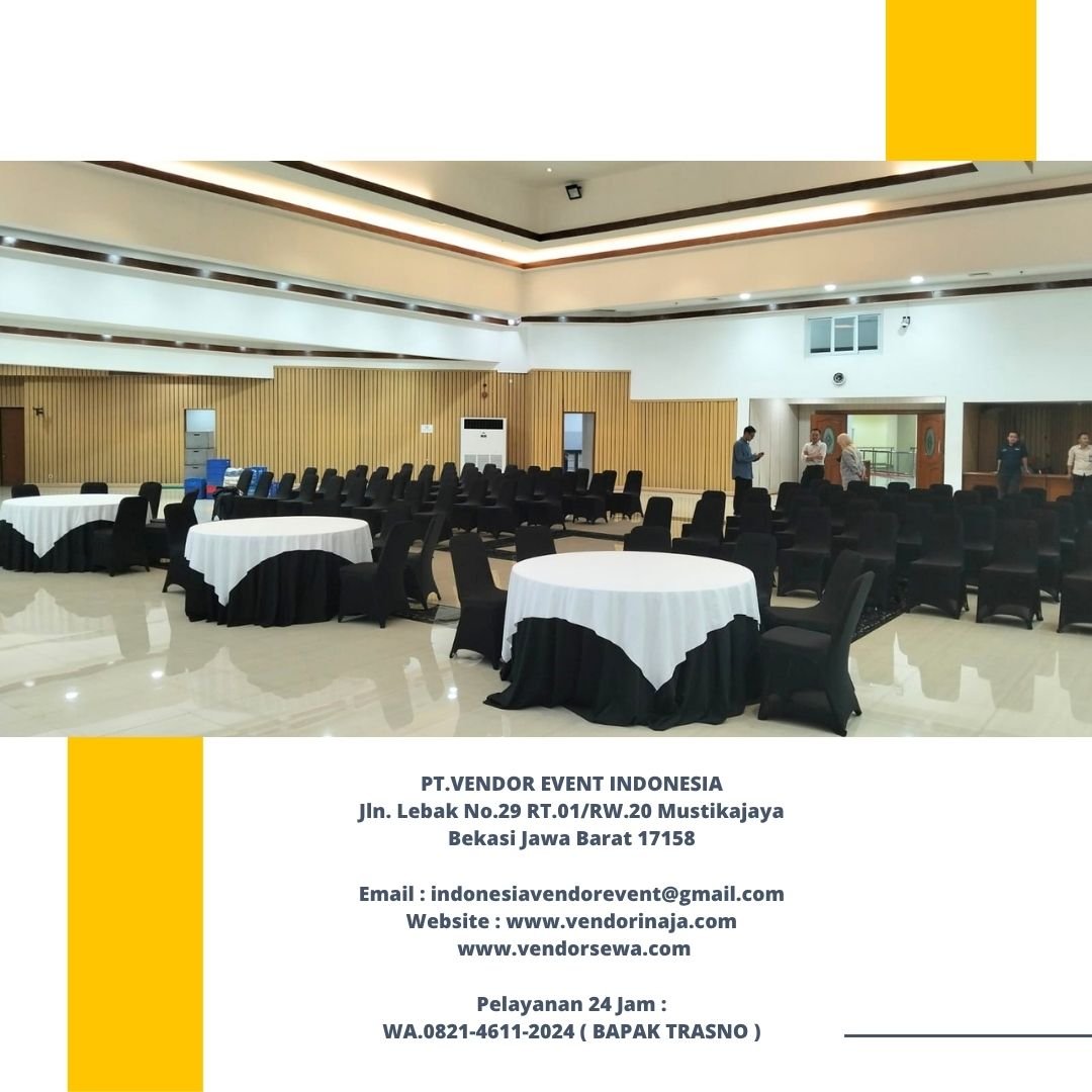 Rental round table Topping Putih Taplak hitam Jakarta