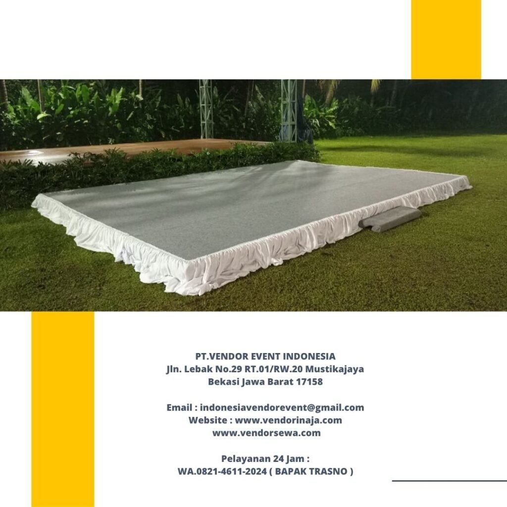 Sewa Panggung Karpet Abu-abu Rempel Putih Di Jakarta