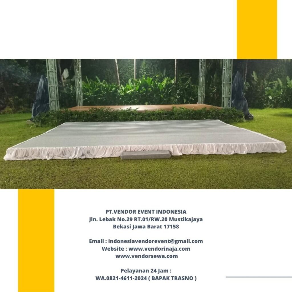Sewa Panggung Karpet Abu-abu Rempel Putih Di Jakarta