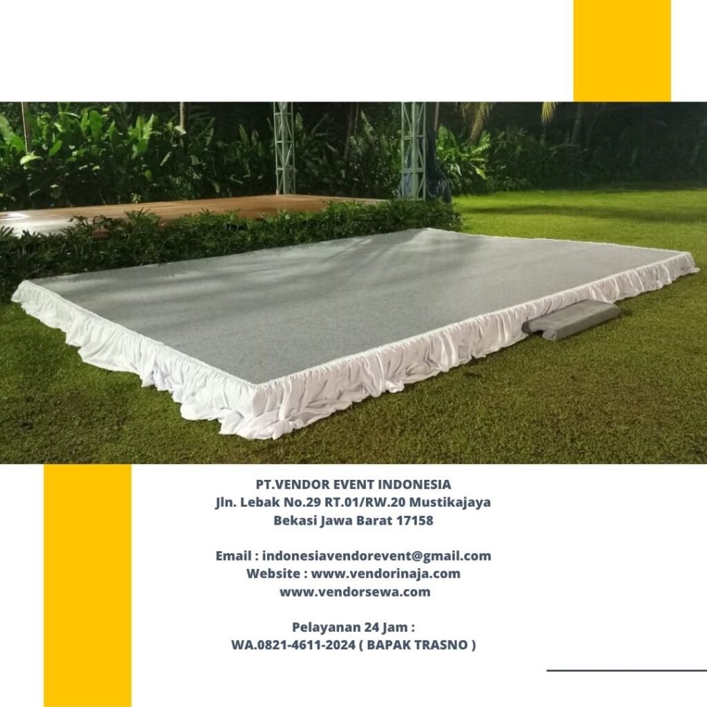 Sewa Panggung Karpet Abu-abu Rempel Putih Di Jakarta