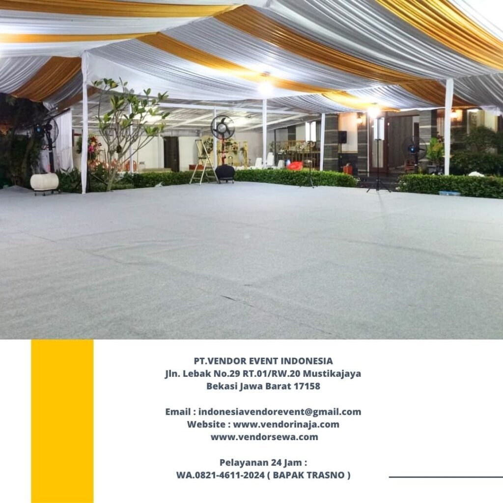 Sewa Tenda Dekorasi Serut Putih Gold Event Villa Bogor Indah