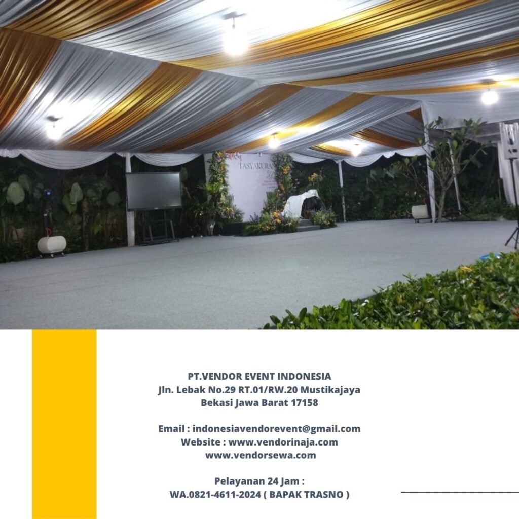 Sewa Tenda Dekorasi Serut Putih Gold Event Villa Bogor Indah