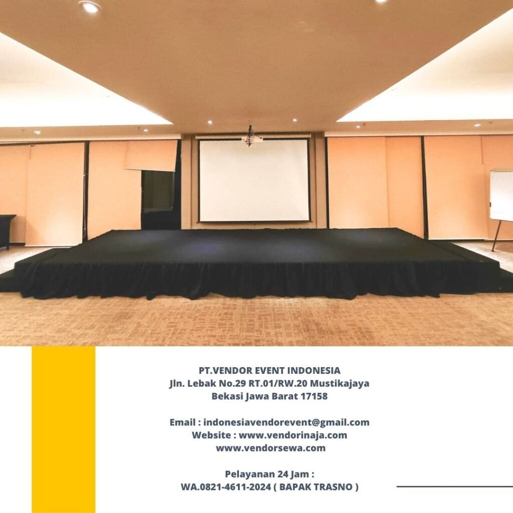 Sewa panggung indoor karpet Dan poni Hitam Jakarta