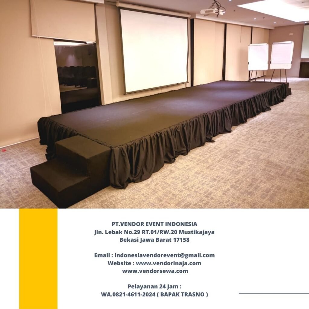 Sewa panggung indoor karpet Dan poni Hitam Jakarta