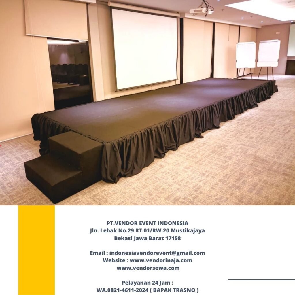 Sewa panggung indoor karpet Dan poni Hitam Jakarta
