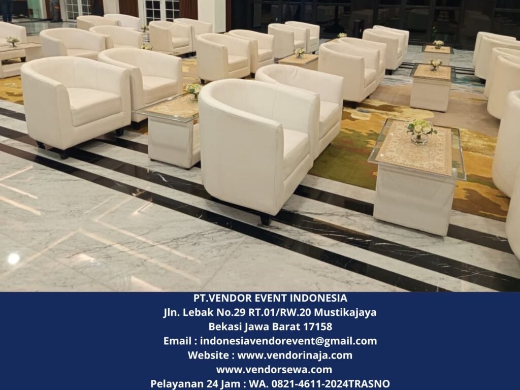 Sewa Meja Kaca VIP,Sofa Oval Putih Bogor