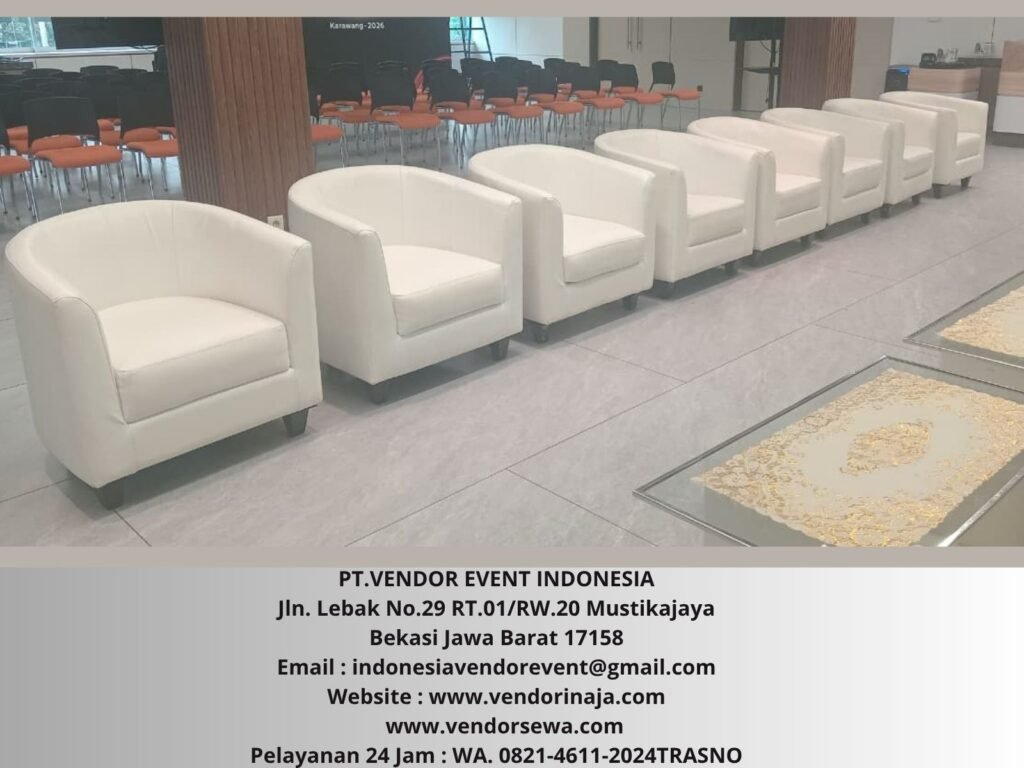 Sewa Sofa Oval Set Meja VIP Kaca Putih Jakarta