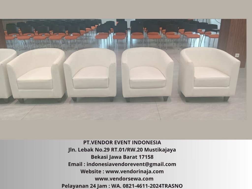 Sewa Sofa Oval Set Meja VIP Kaca Putih Jakarta