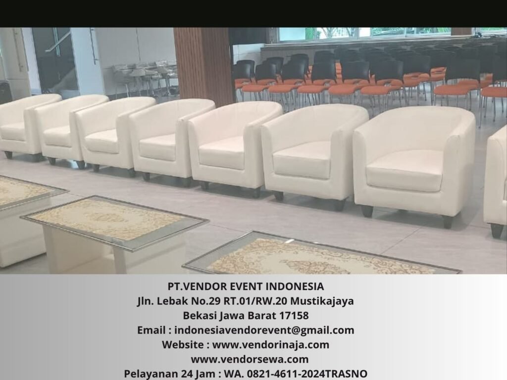 Sewa Sofa Oval Set Meja VIP Kaca Putih Jakarta