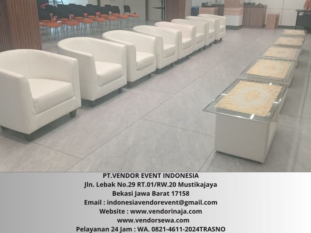 Sewa Sofa Oval Set Meja VIP Kaca Putih Jakarta