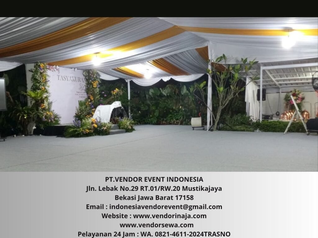 Sewa Tenda Dekor Serut Putih Gold Area Bogor 