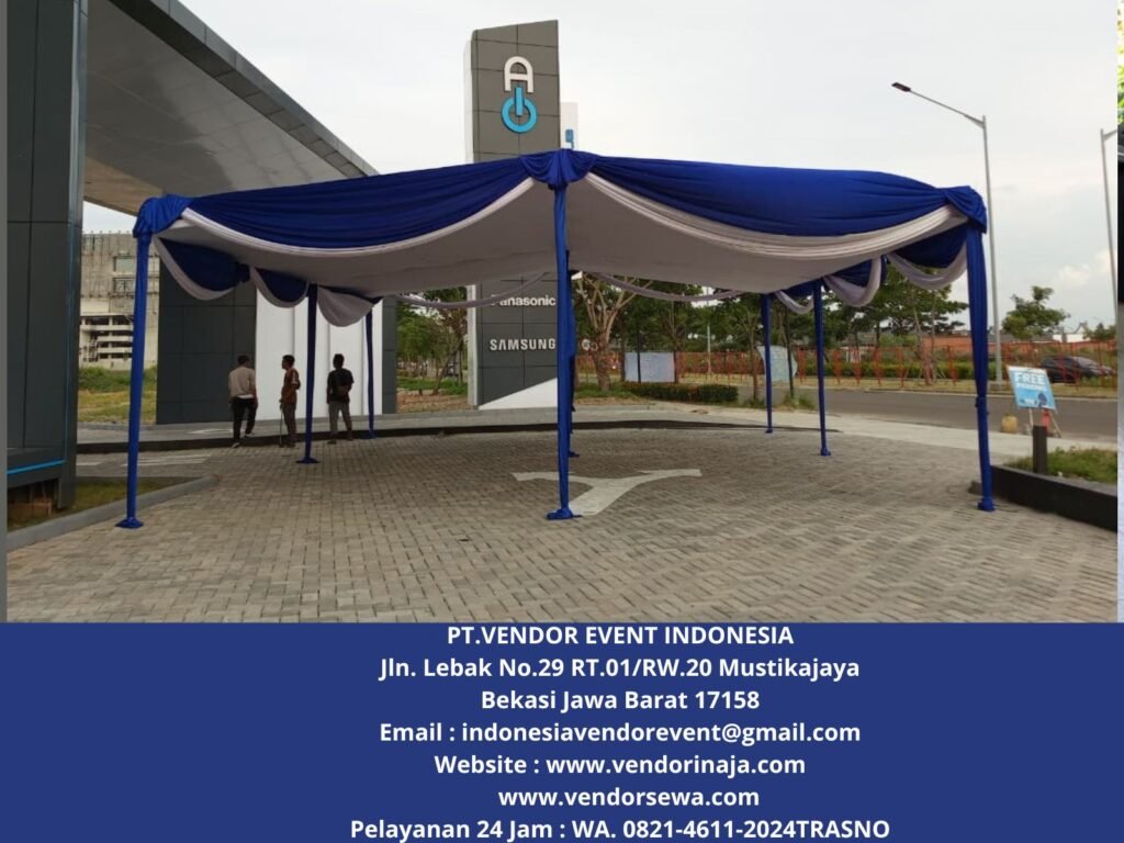 Sewa Tenda serut Kain Rempel Poni Biru Jakarta
