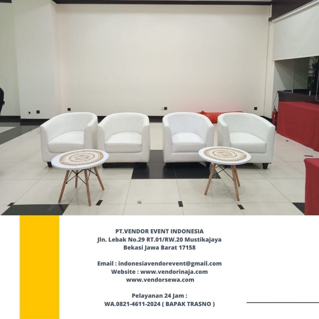 Jasa Sewa Sofa Putih Oval,tirai hitam,Barstool Jakarta