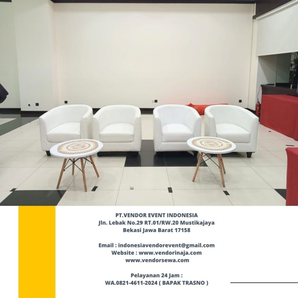 Jasa Sewa Sofa Putih Oval,tirai hitam,Barstool Jakarta