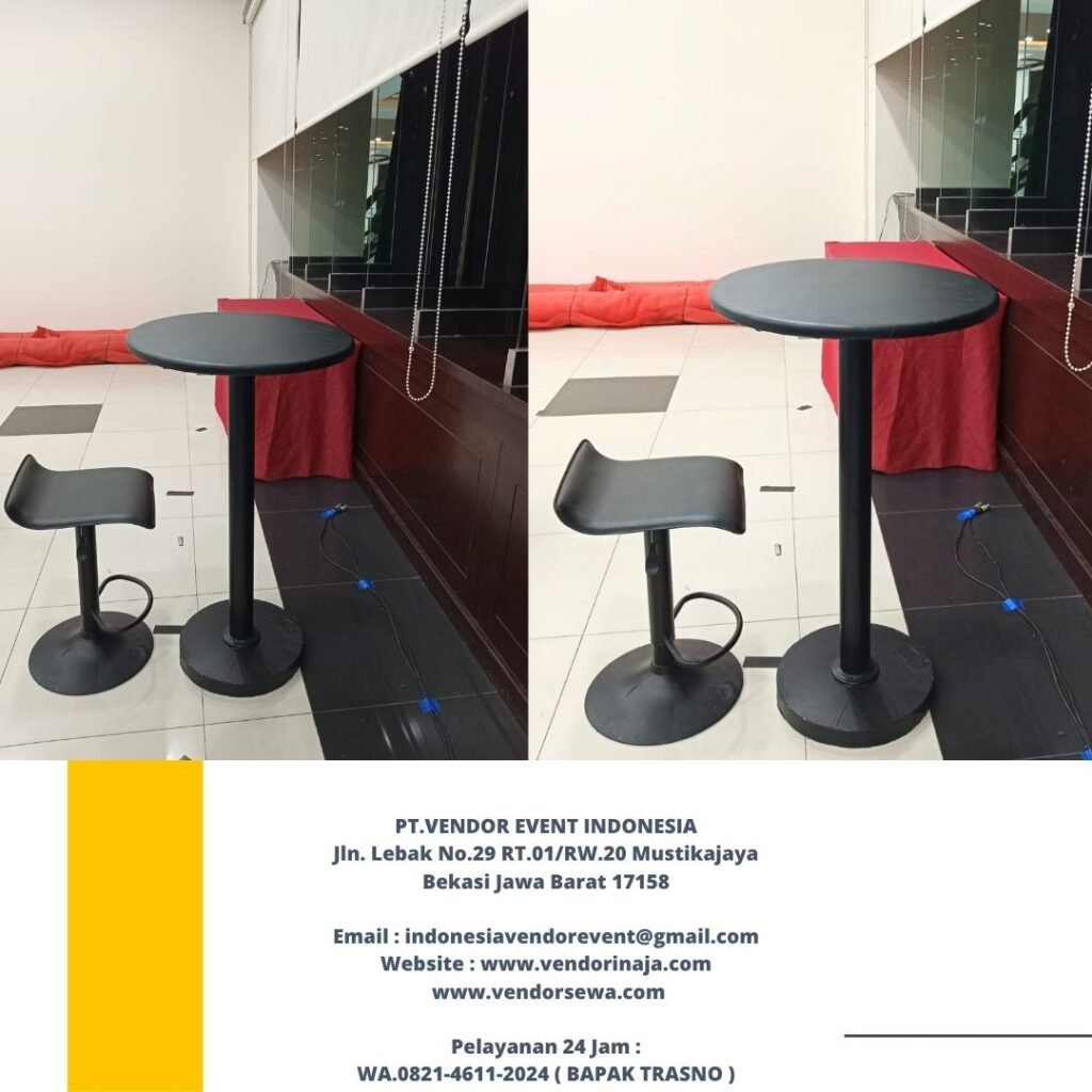 Jasa Sewa Sofa Putih Oval,tirai hitam,Barstool Jakarta