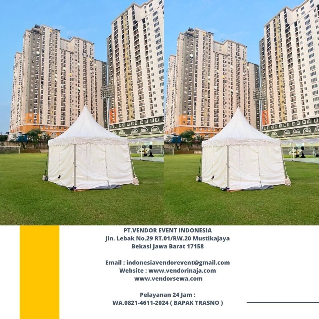 Rental TENDA SARNAFIL KERUCUT PUTIH event BTN ecopark depok
