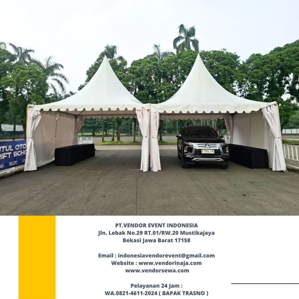 Rental TENDA SARNAFIL KERUCUT PUTIH event BTN ecopark depok