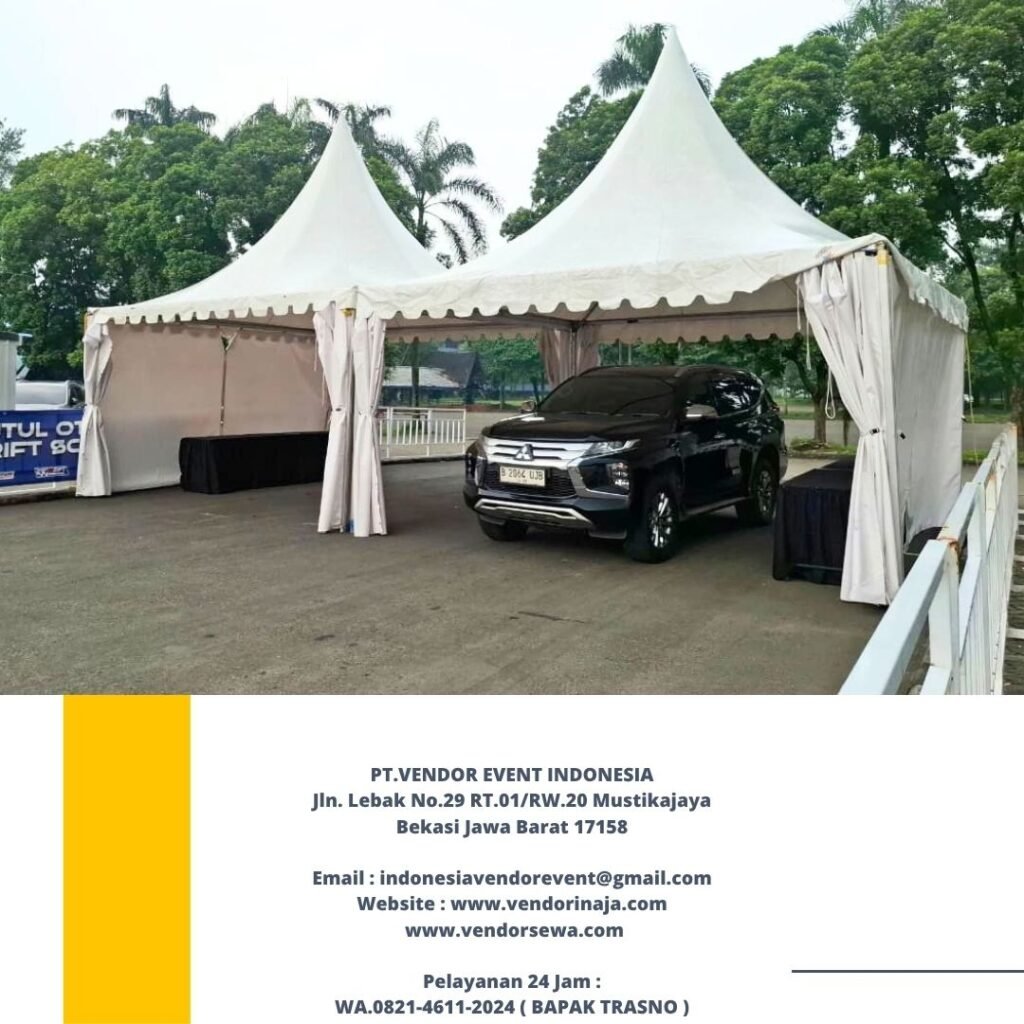 Rental TENDA SARNAFIL KERUCUT PUTIH event BTN ecopark depok