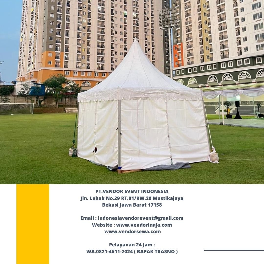 Rental TENDA SARNAFIL KERUCUT PUTIH event BTN ecopark depok