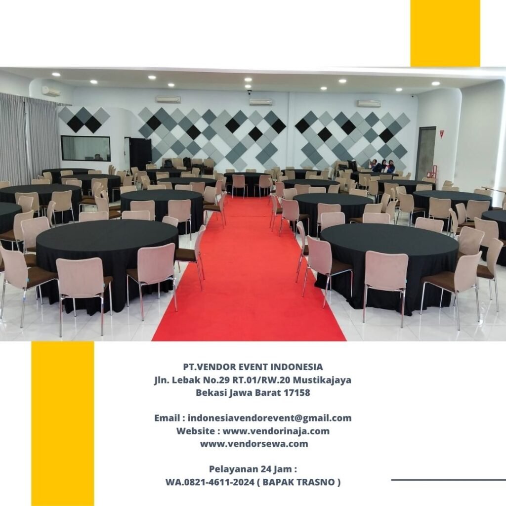 Sewa Round Table Taplak Hitam Tebar Event PT Dharma Polimetal Cikarang