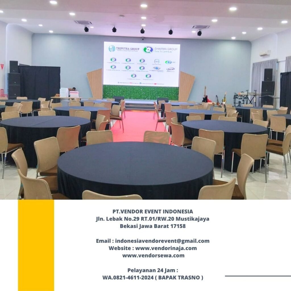 Sewa Round Table Taplak Hitam Tebar Event PT Dharma Polimetal Cikarang