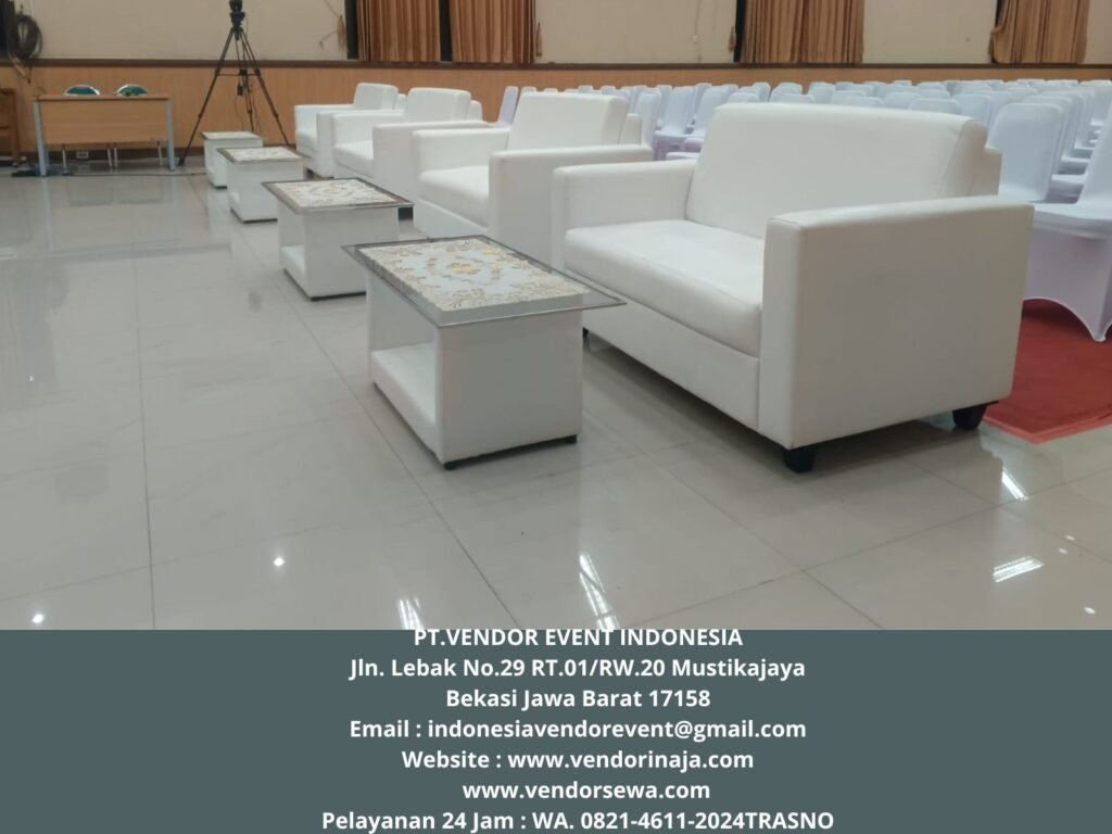 Rental Sofa Putih Single,Double,meja VIP Kaca Jakarta
