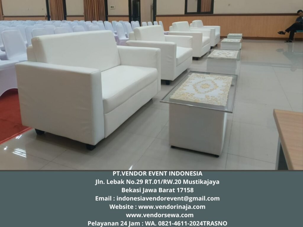Rental Sofa Putih Single,Double,meja VIP Kaca Jakarta