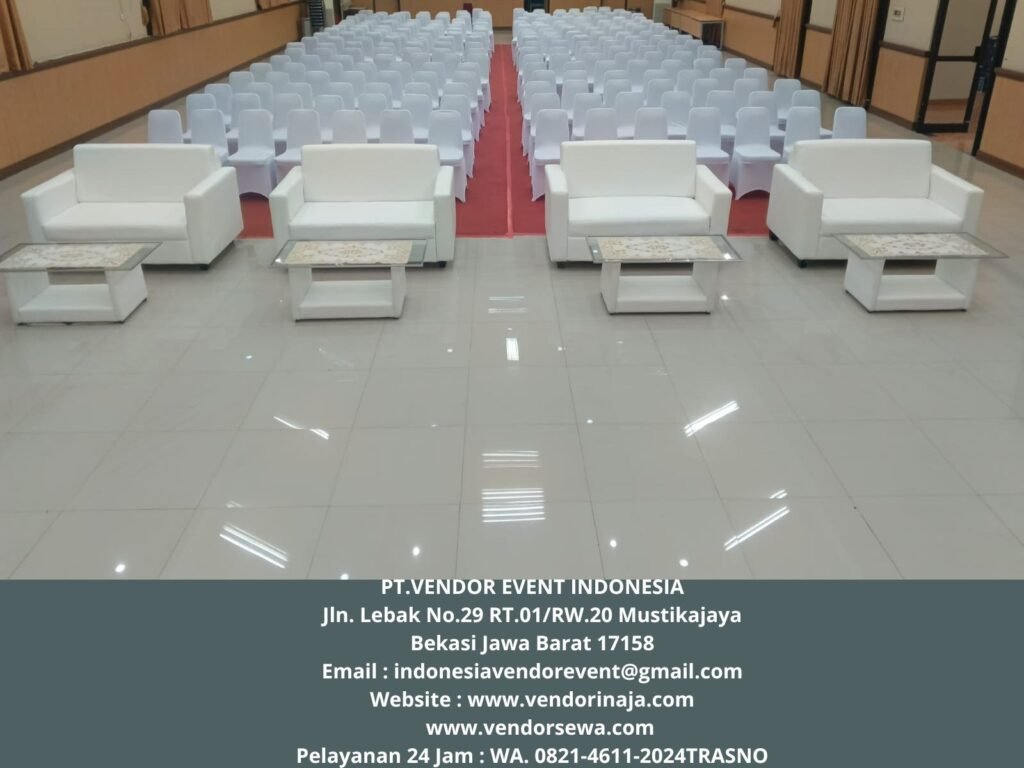 Rental Sofa Type Doble Putih, Meja VIP Kaca Jakarta