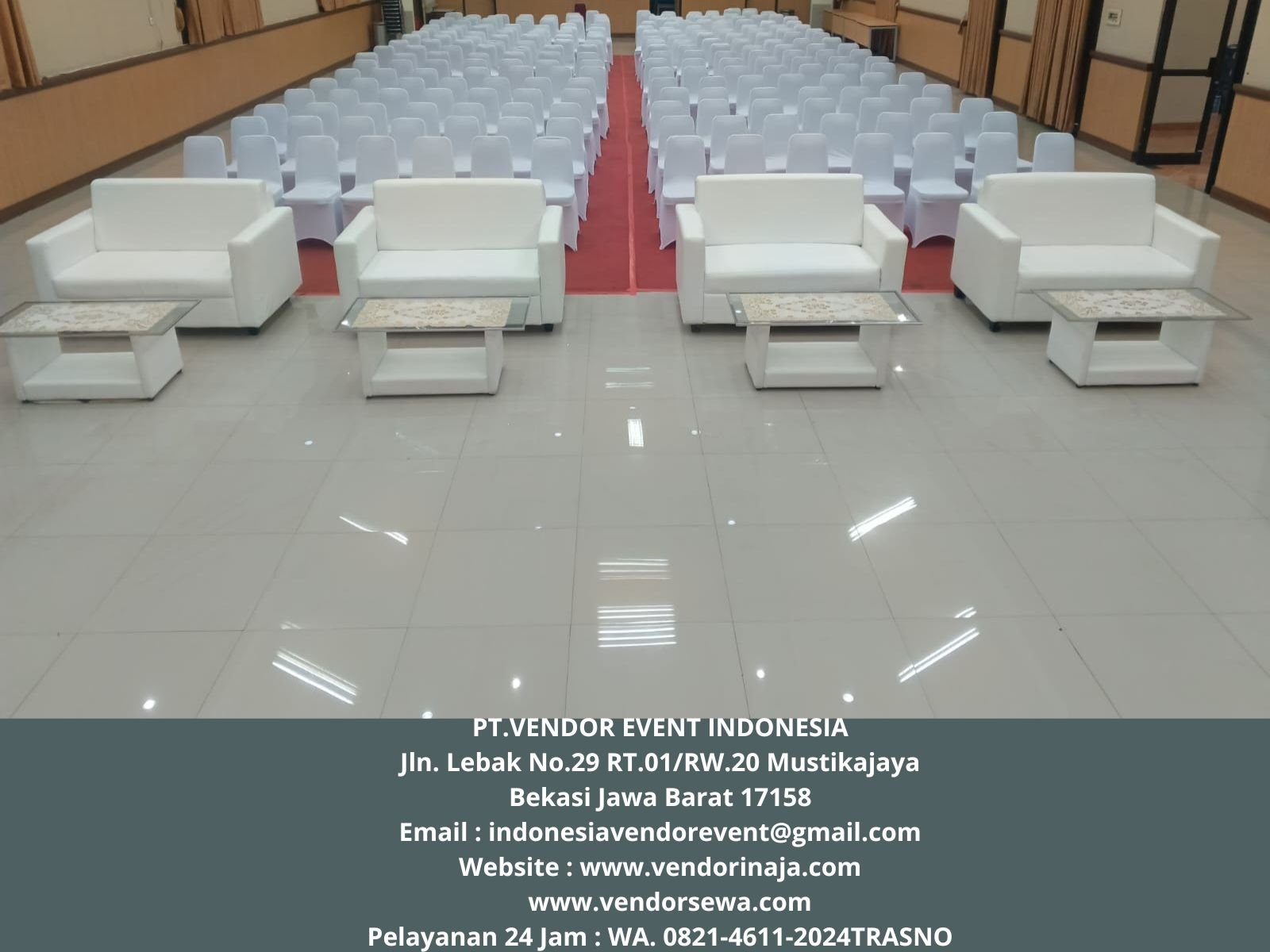 Rental Sofa Putih Single,Double,meja VIP Kaca Jakarta