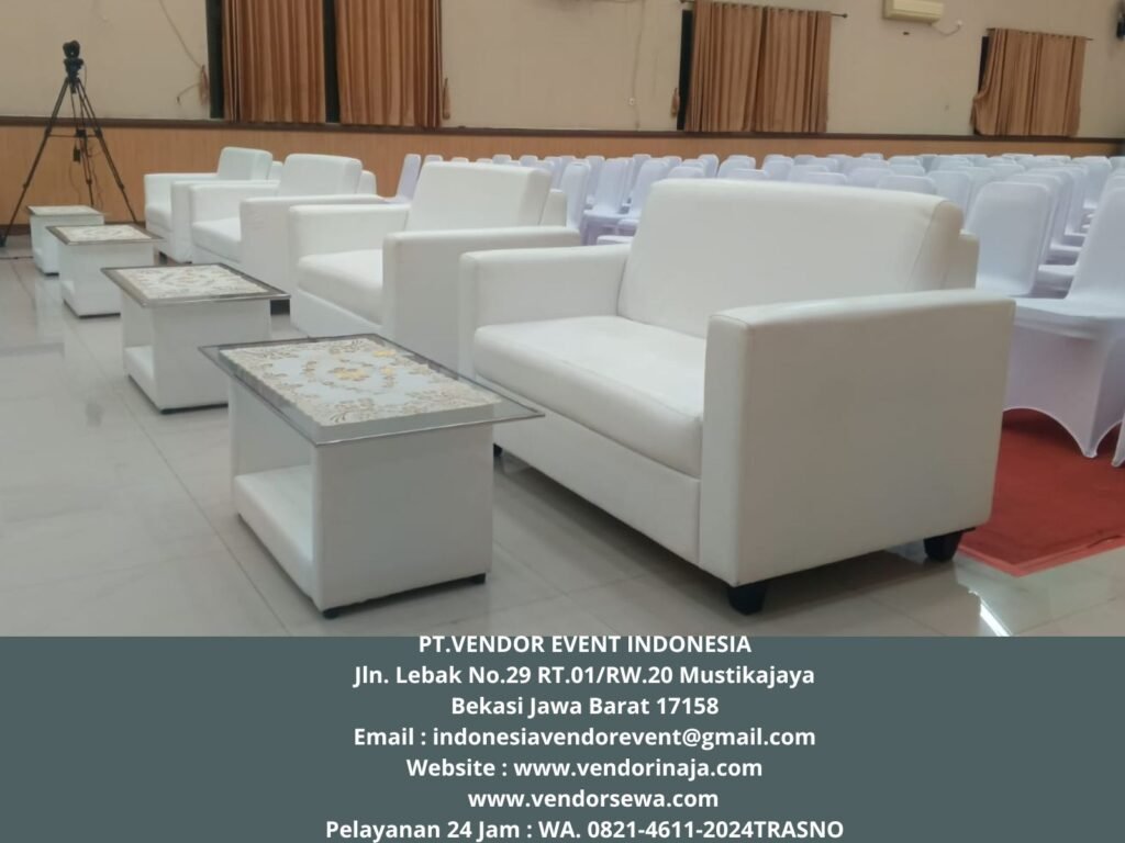 Rental Sofa Putih Single,Double,meja VIP Kaca Jakarta