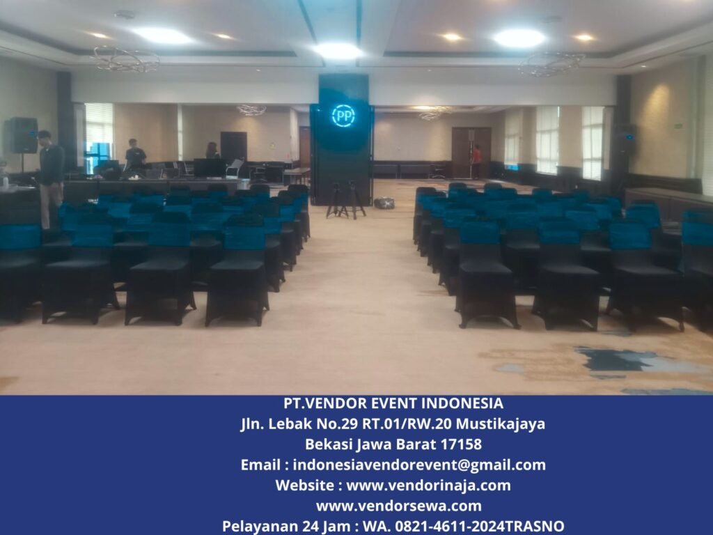 Sewa KURSI Event Cover Hitam Pita Biru Bogor