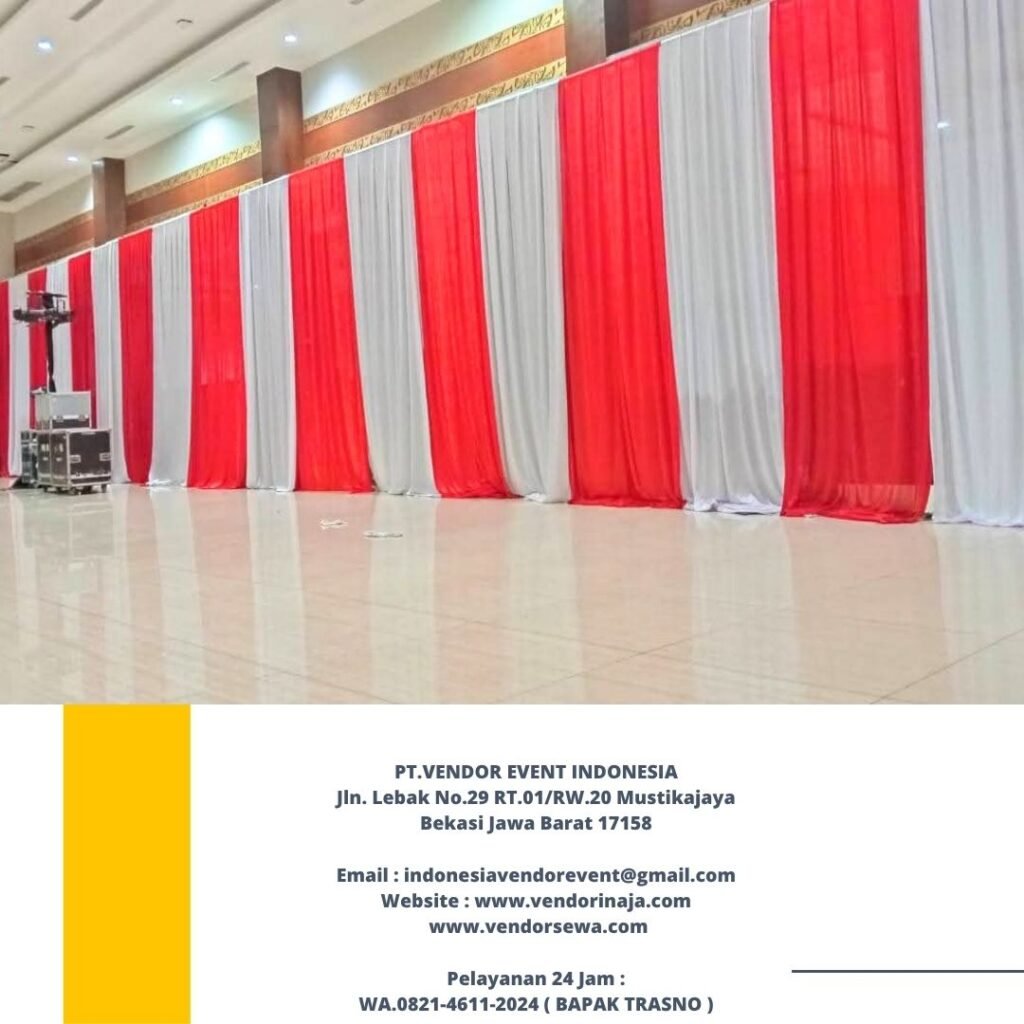 Sewa Meja Konsol,Panggung,Tirai Merah Putih Jakarta