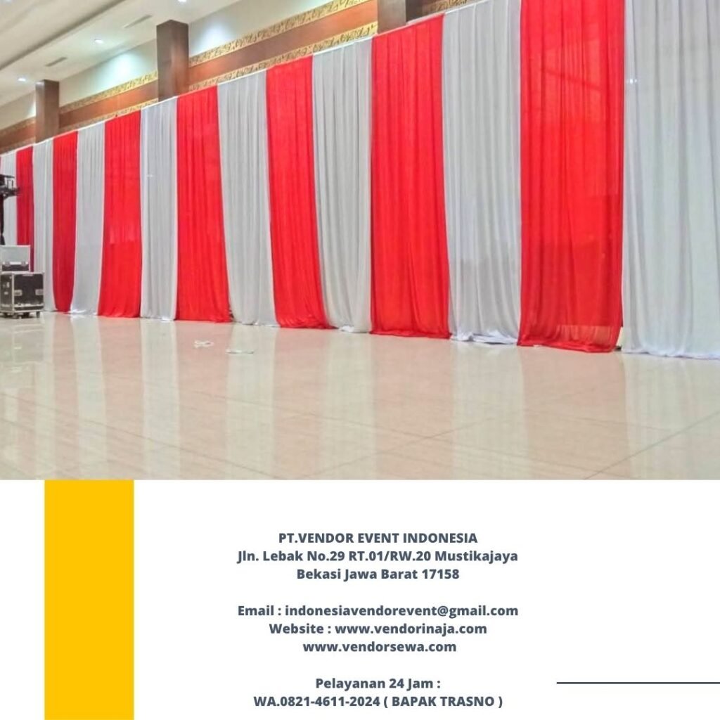 Sewa Meja Konsol,Panggung,Tirai Merah Putih Jakarta