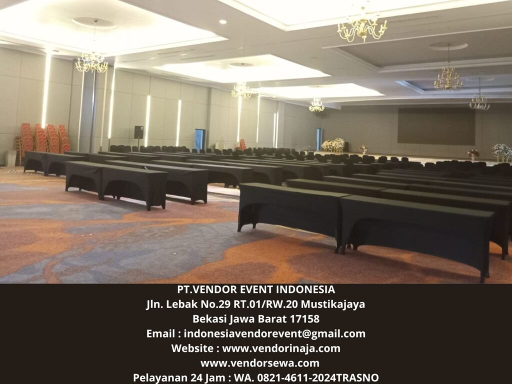 Sewa Meja IBM Cover Stretch Hitam Hotel Aston Cimone