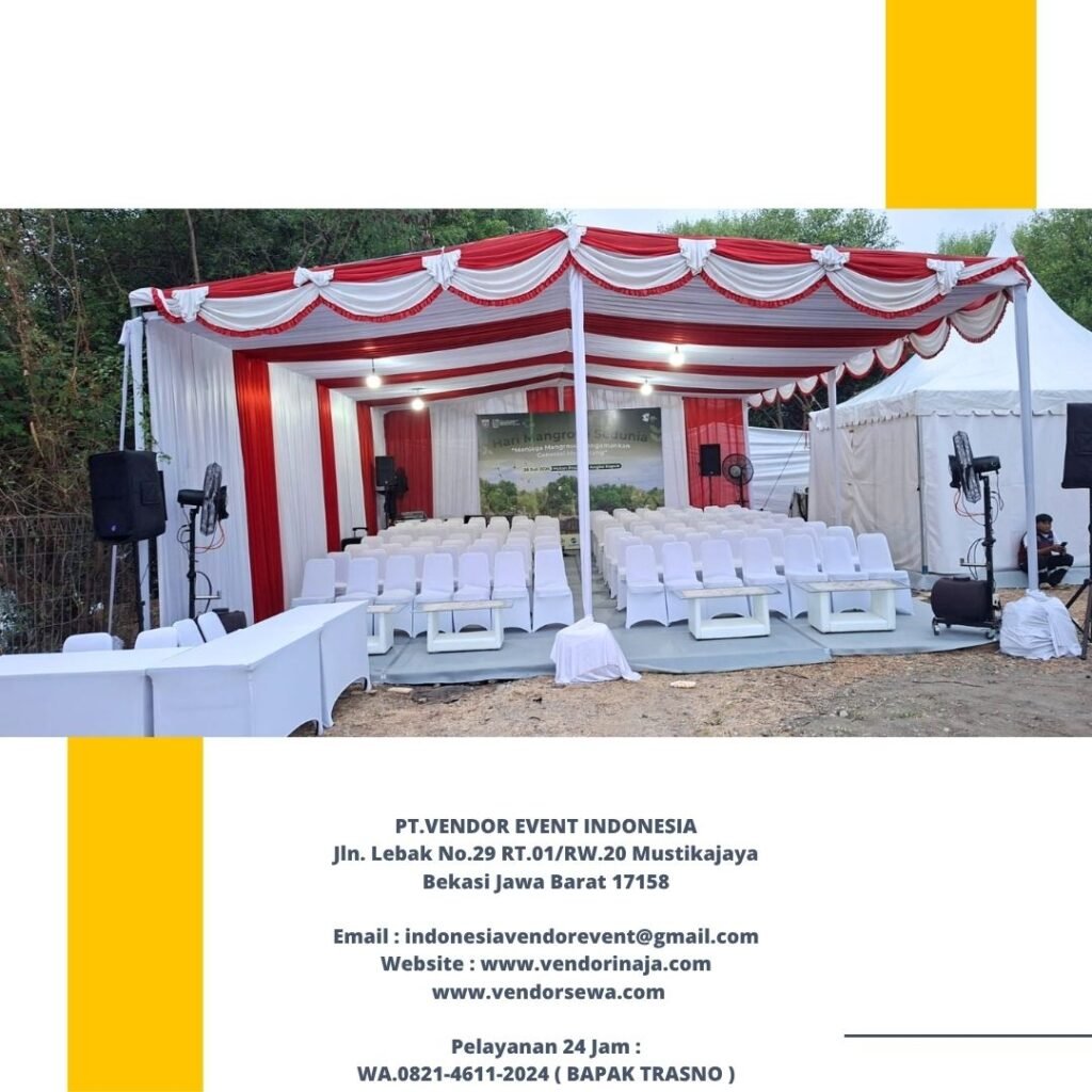 Rental Tenda dekorasi KAIN Putih merah jakarta
