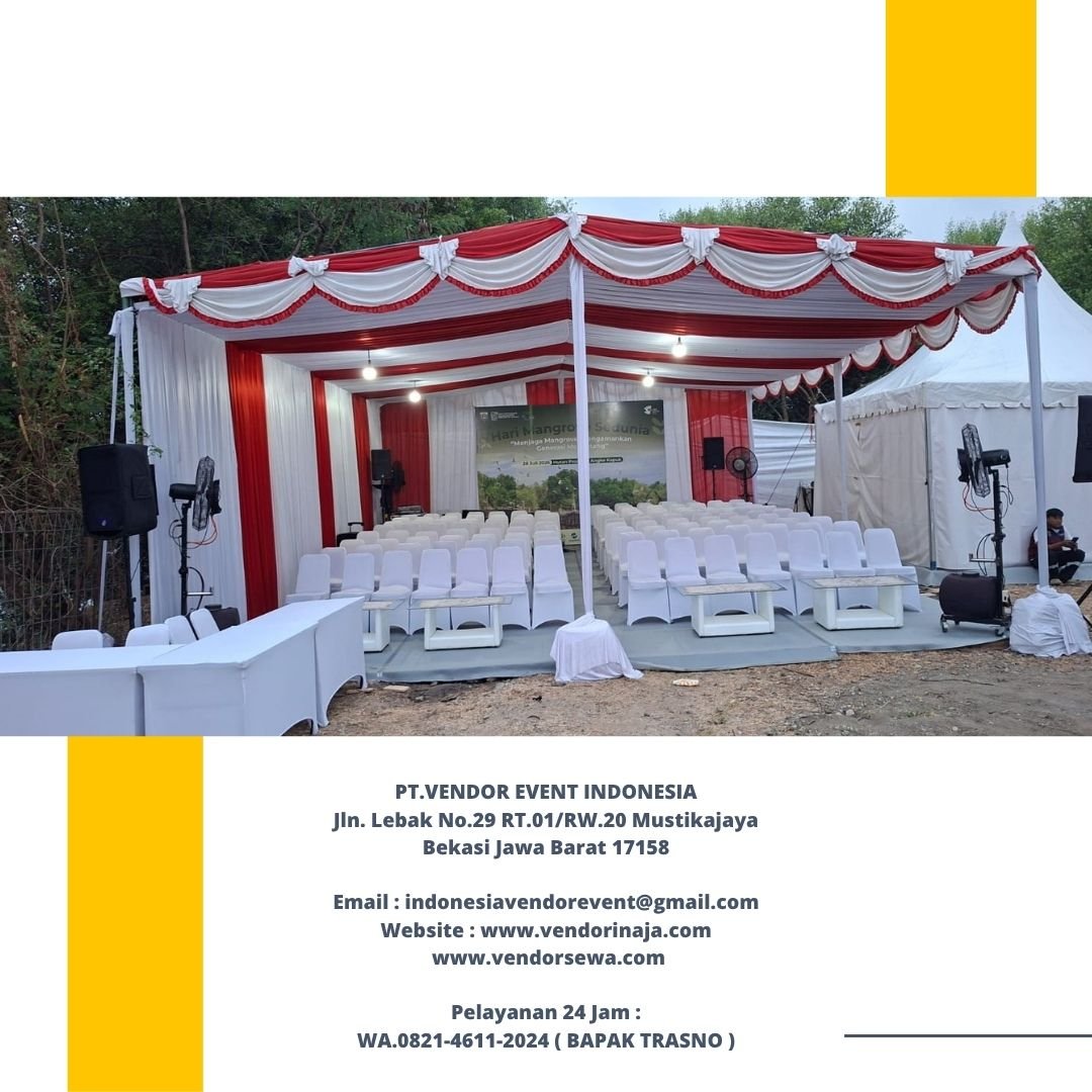 Rental Tenda dekorasi KAIN Putih merah jakarta