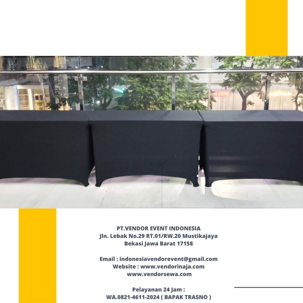 Sewa Meja kotak HPL Cover Hitam Jakarta