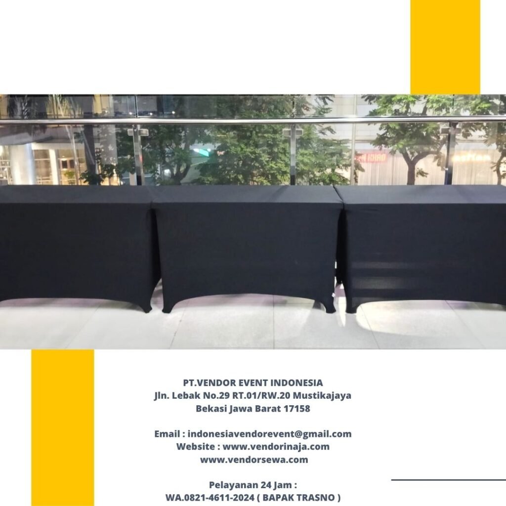 Sewa Meja kotak HPL Cover Hitam Jakarta