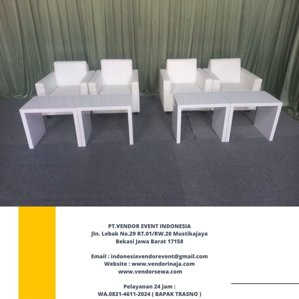 Sewa Sofa Dan Meja HPL Putih Area Bekasi