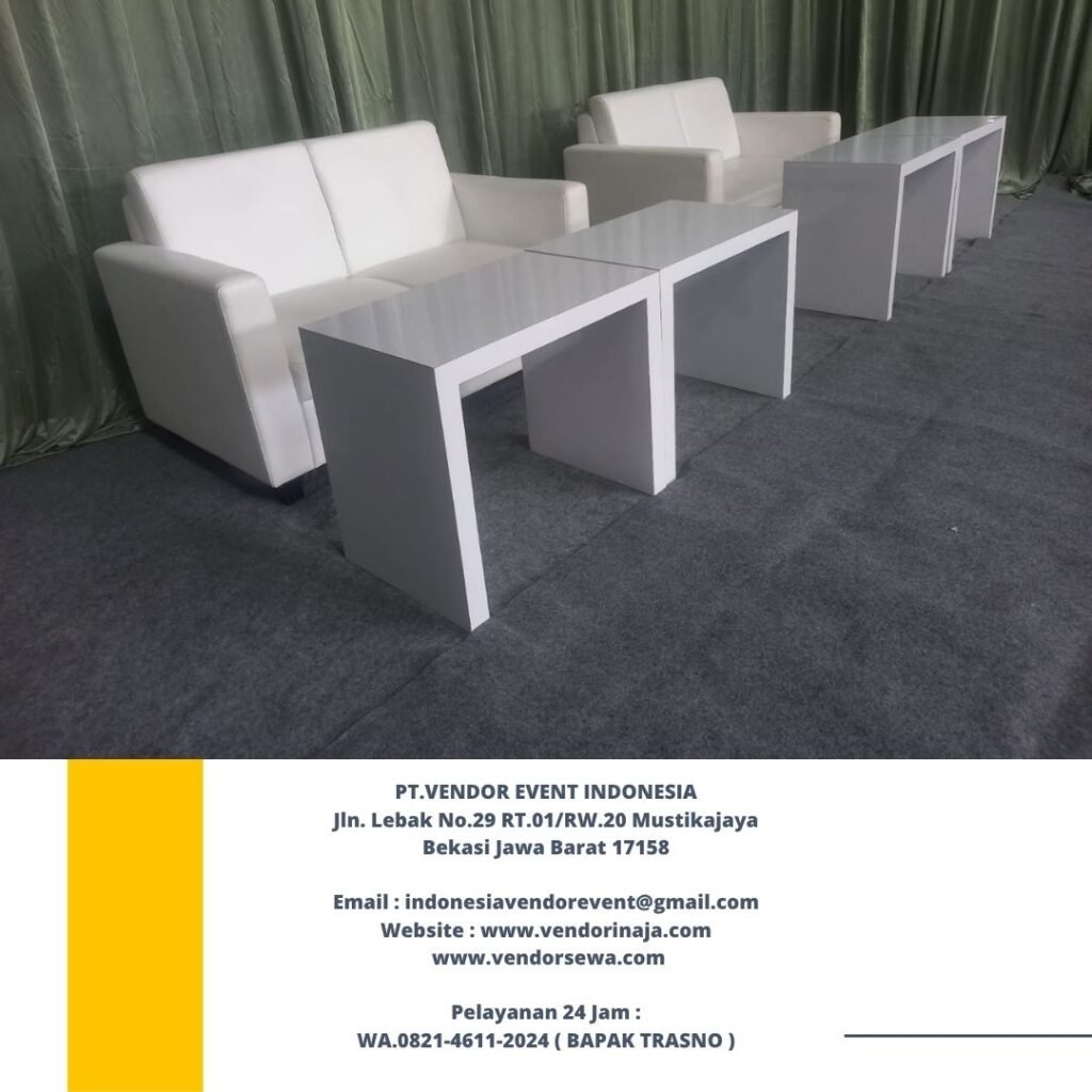 Sewa Sofa Dan Meja HPL Putih Area Bekasi