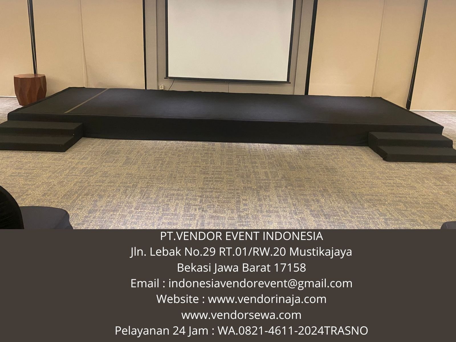 Sewa Panggung poni Hitam Karpet Hitam Novotel Pulomas Jaktim