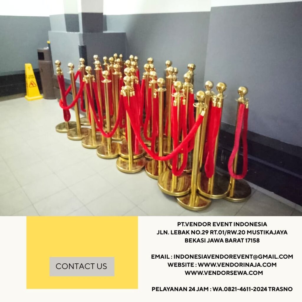 Rental Tiang Pembatas Antrian Tali Bludru Merah Jakarta Bekasi