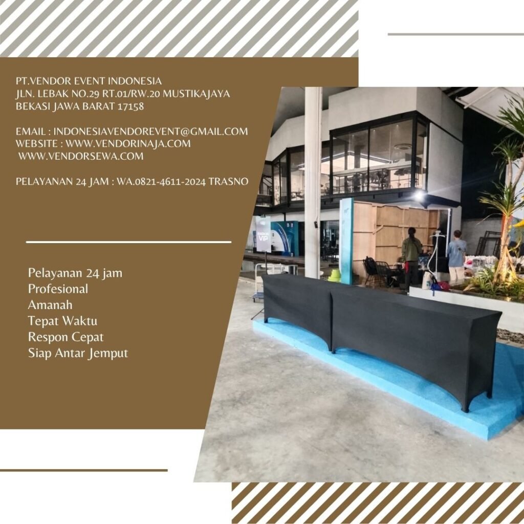 Sewa Meja Bar,Meja Ibm,Kursi Susun Cover Hitam Jakpus