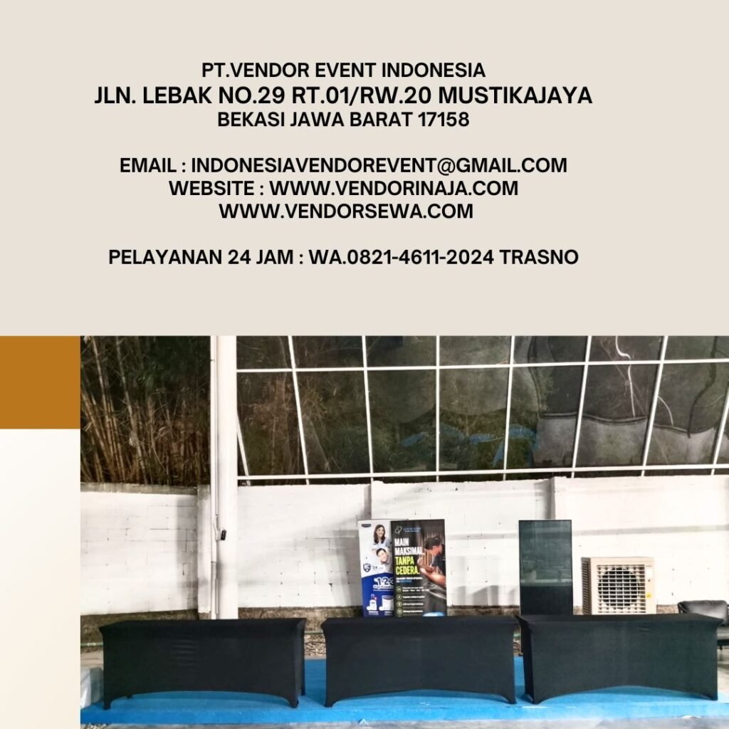 Sewa Meja Bar,Meja Ibm,Kursi Susun Cover Hitam Jakpus