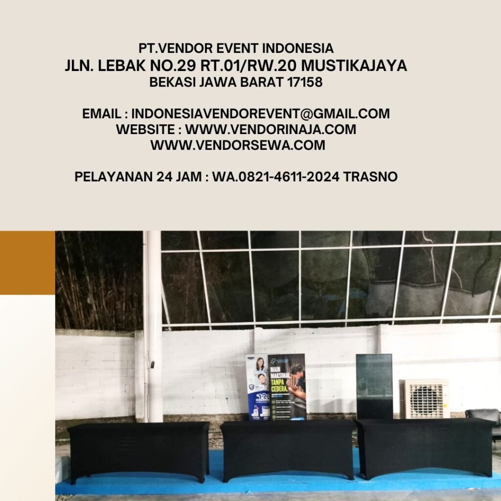 Sewa Meja Bar,Meja Ibm,Kursi Susun Cover Hitam Jakpus