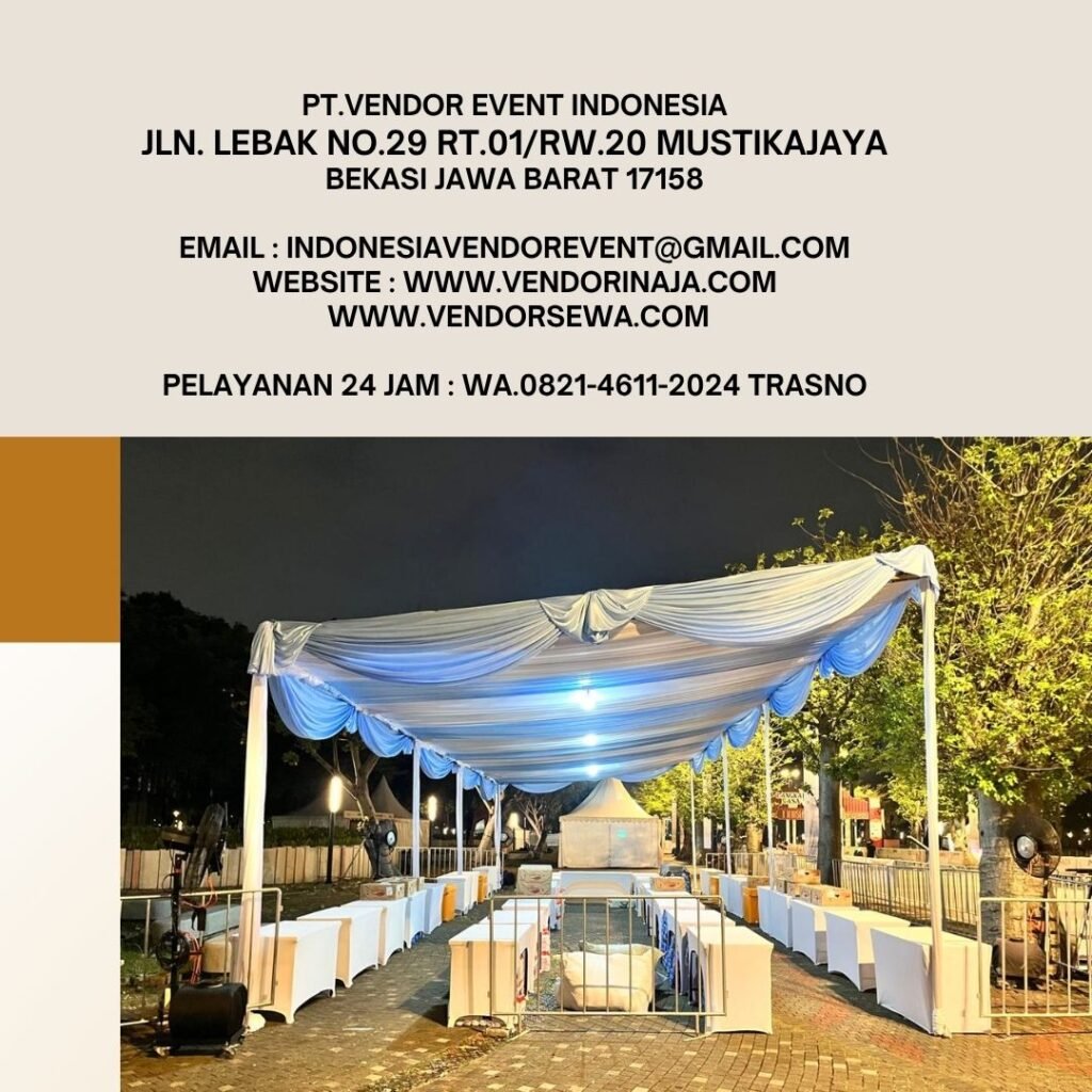 Sewa Tenda Dekorasi Serut Biru Putih Event Plaza Timur GBK Jakarta Pusat