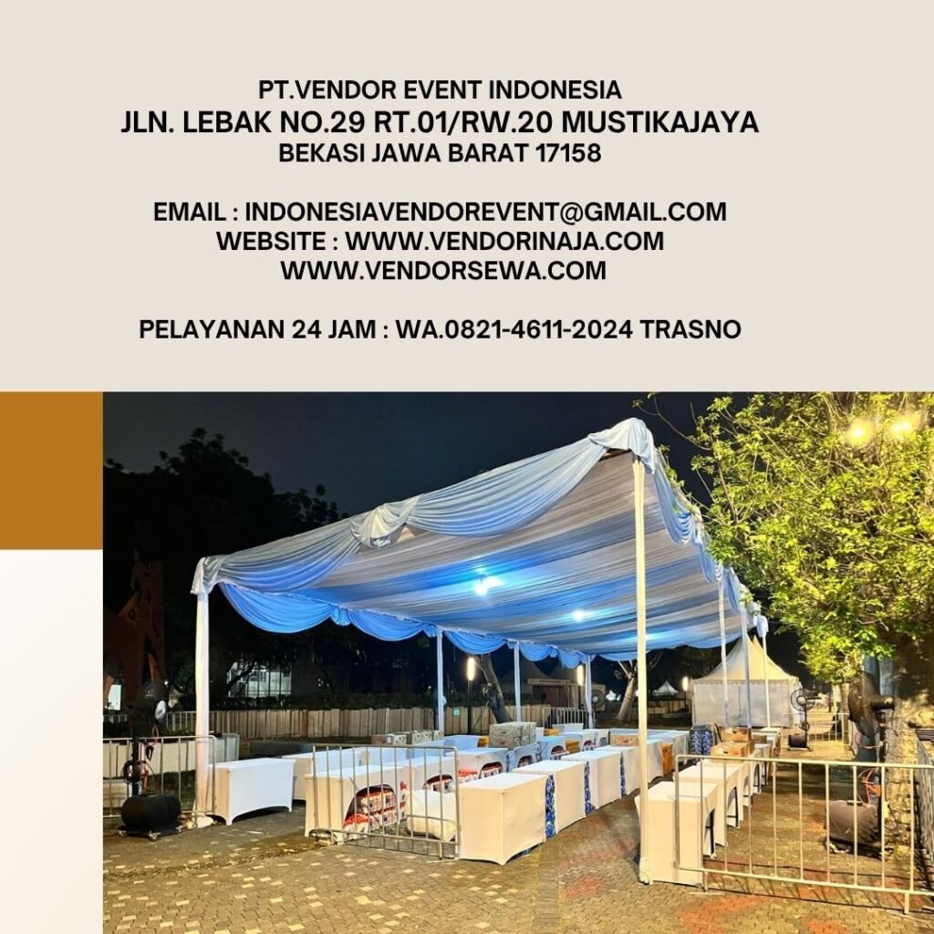 Sewa Tenda Dekorasi Serut Biru Putih Event Plaza Timur GBK Jakarta Pusat