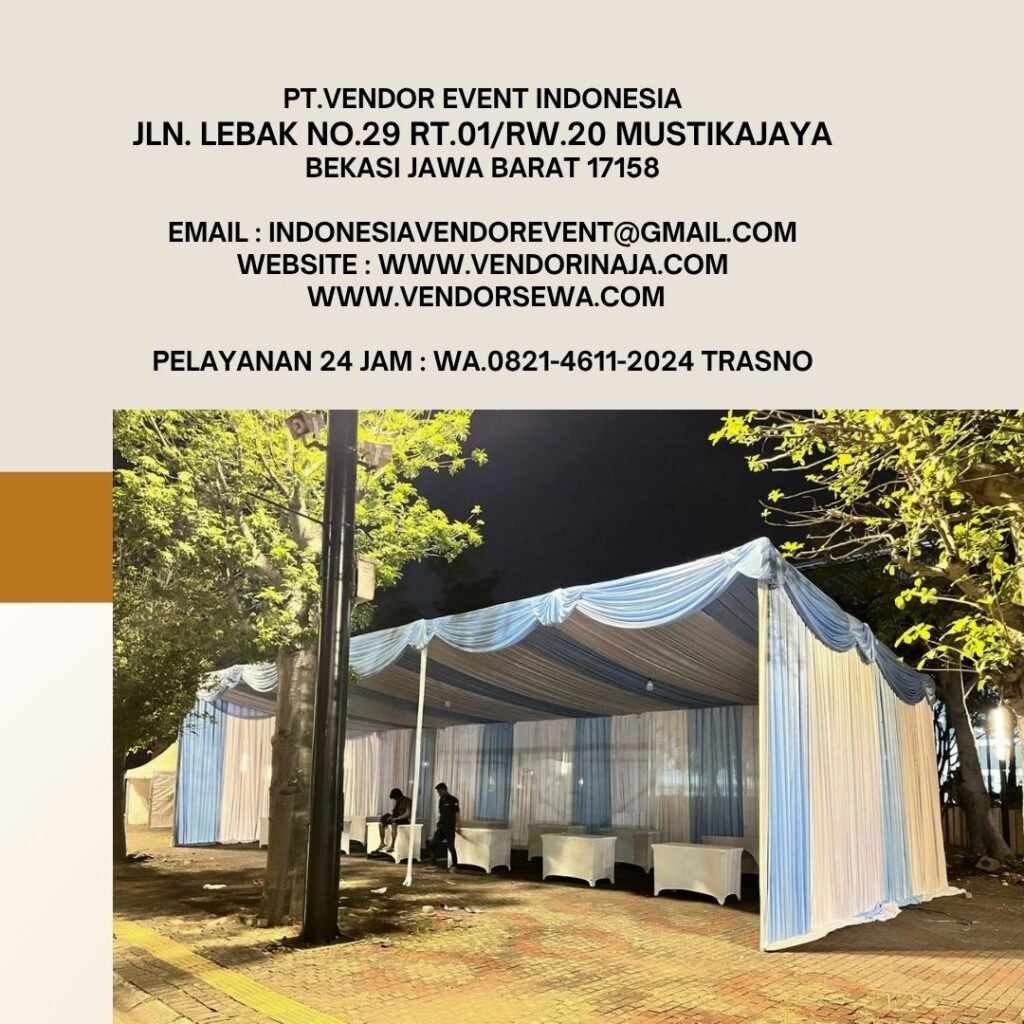 Sewa Tenda Dekorasi Serut Biru Putih Event Plaza Timur GBK Jakarta Pusat