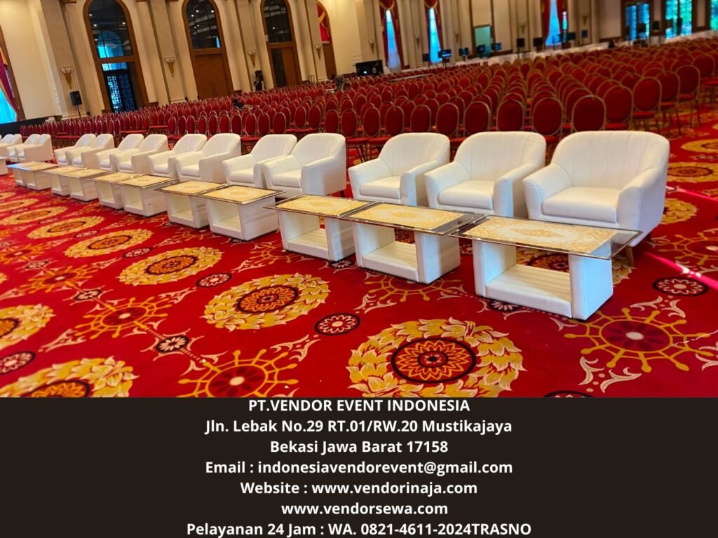 Sewa Sofa retro,Meja Kaca VIP Putih Jakut