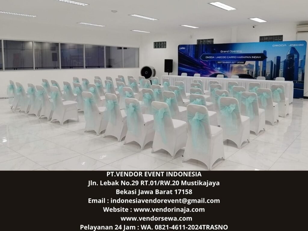 Sewa Meja Kotak,Kursi susun Cover Putih Harapan Indah (0821-4611-2024)